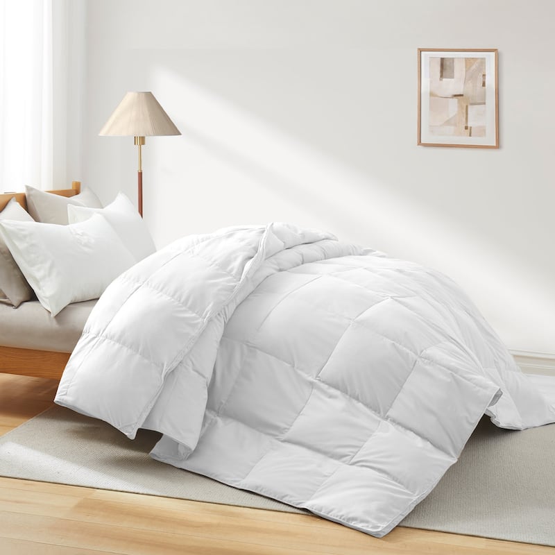 All Season & Lightweight Ultra Soft 360 TC White Goose Down Duvet Comforter - California King - All-Season White