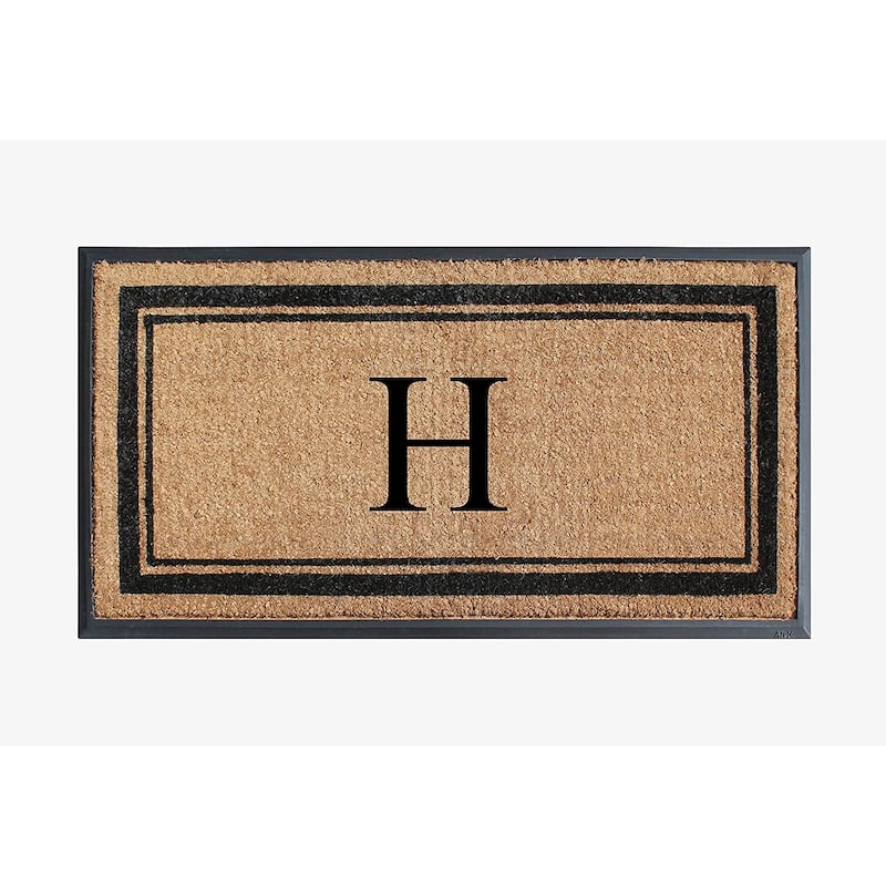 A1HC Picture Frame Natural Rubber & Coir Large Monogrammed Doormat 24"x48" - H