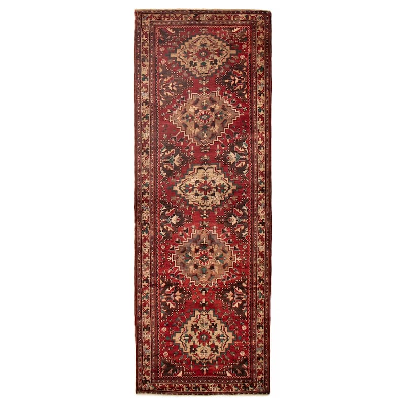 ECARPETGALLERY Hand-knotted Konya Anatolian Red Wool Rug - 3'7 x 10'3 - Red - 3'7 x 10'3