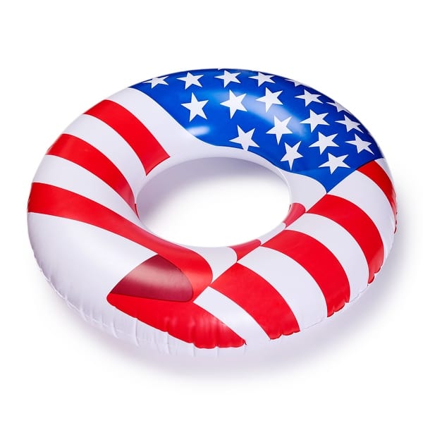 slide 2 of 8, Swimline 36" Round Inflatable Patriotic American Flag Swimming Pool Tube Float - 0.65