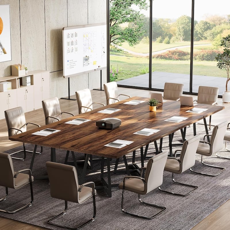 31.5" Square Conference Table Set, 63" Industrial Office Meeting Table for 4-6 People