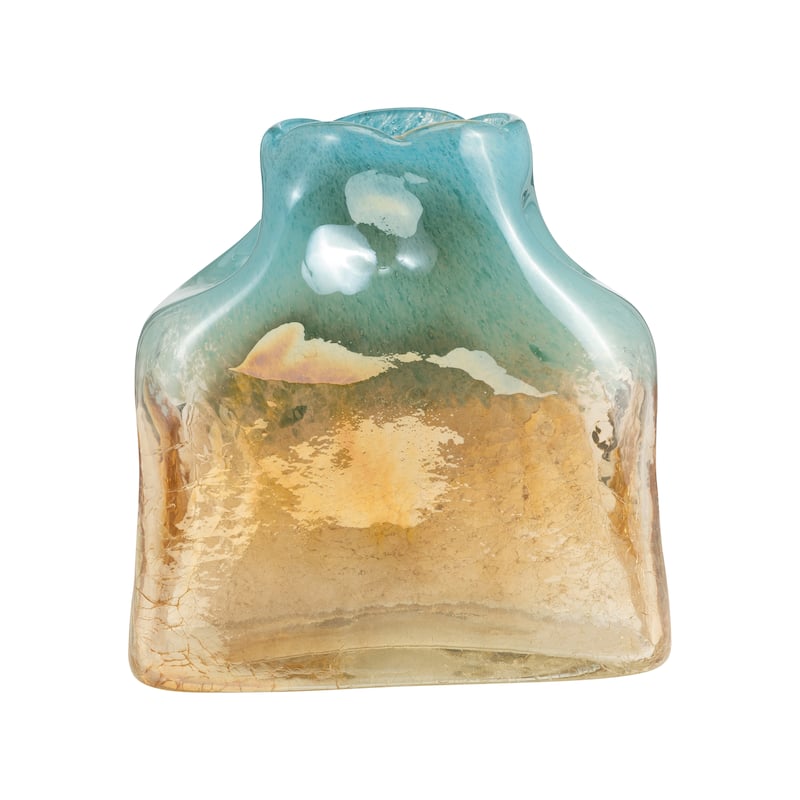 Sagebrook Home Artisan Glass Teal and Apricot Coastal Vase