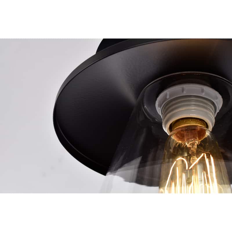 Tunney Matte Black 1-Light Clear Glass Shade Semi-Flush Mount