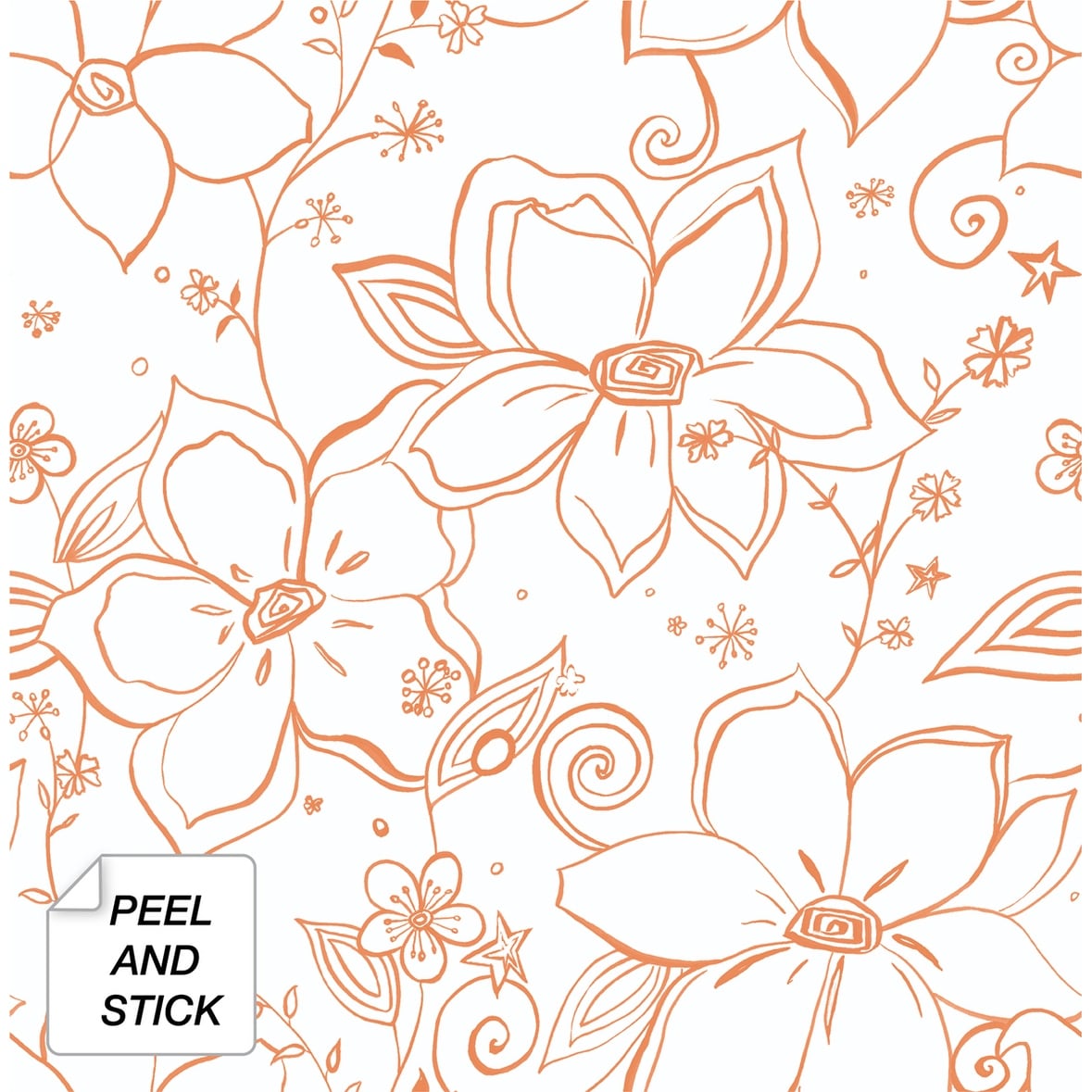NextWall Linework Floral Peel and Stick Removable Wallpaper