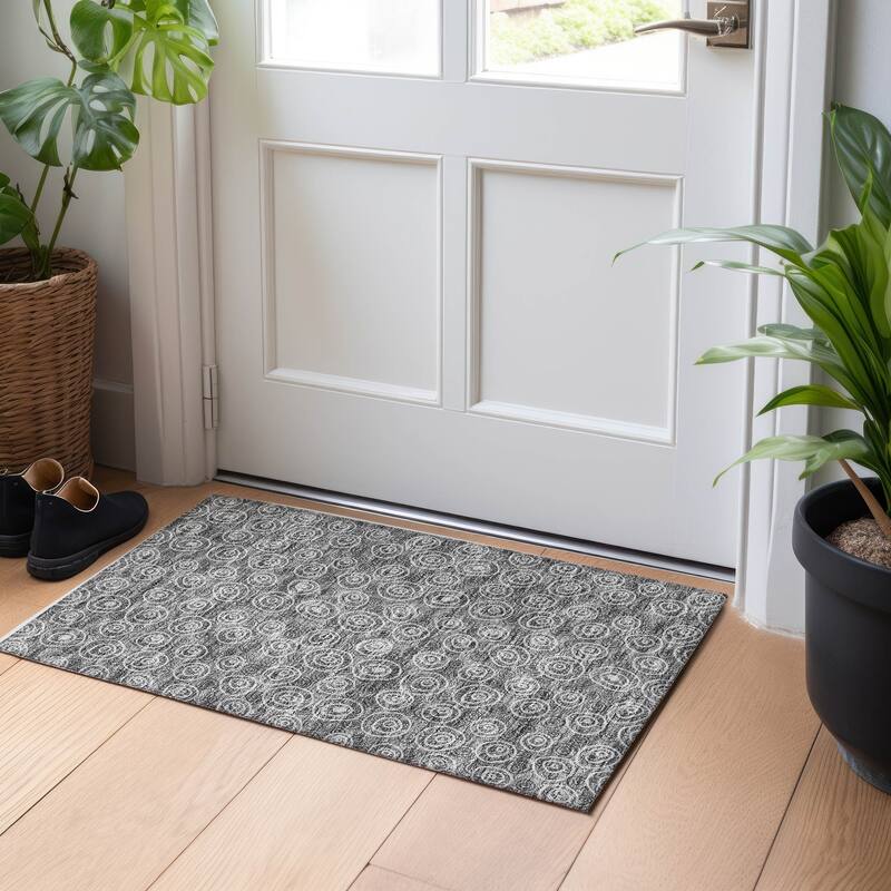 Premium Washable Super Soft Contemporary Zazzle Mayfield Rug - Gray - 1' 8" x 2' 6" - Rectangle