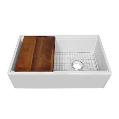 WHLW3019 Whitehaus Collection 30" x 19" Single Bowl Fireclay Undermount Kitchen Sink Set
