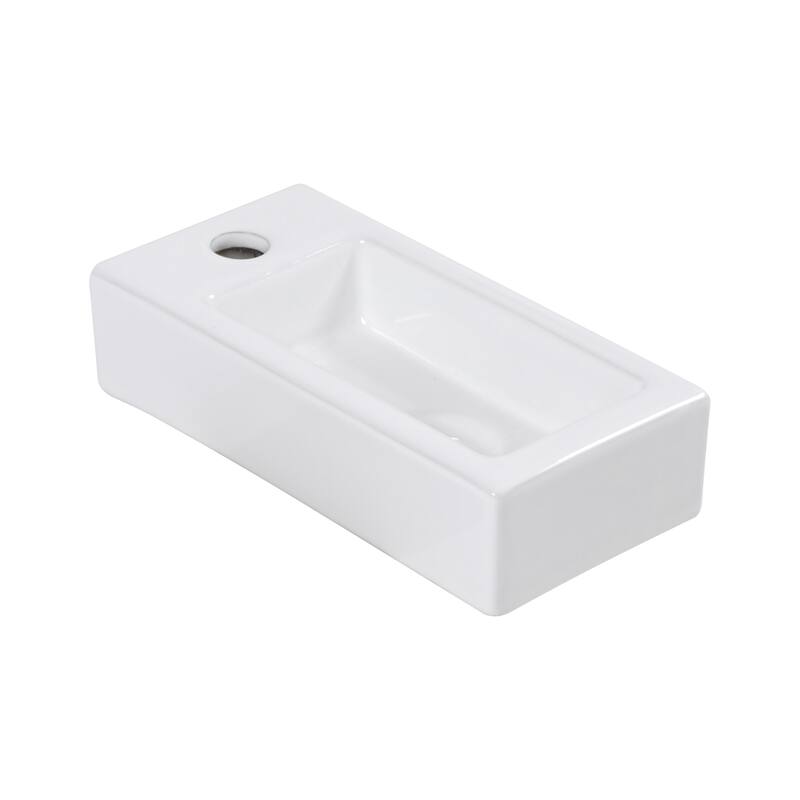 Modern Wall-Mounted Floating Bathroom Sink, Durable Ceramic, Easy to Install - 14.57in L