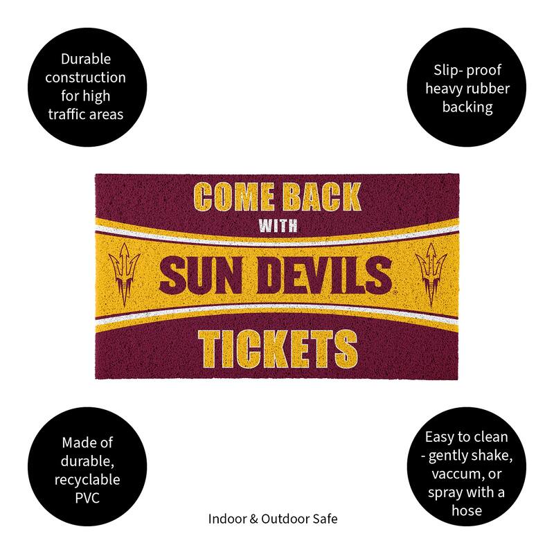 Arizona State University 28 in. x 16 in. PVC Come Back With Tickets Trapper Door Mat