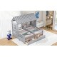 preview thumbnail 4 of 23, Twin Size House Platform Bed with 2-Drawers, Side by Side Design for Kids Room, Fun Roof Design & Space-Saving Storage, Grey
