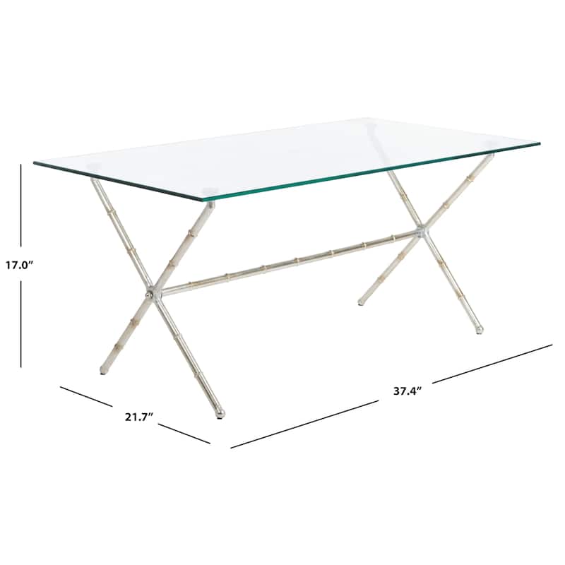 SAFAVIEH Treasures Jocelyn Bronze-Ish Silver/ Glass Top Accent Table - 37.4" x 19.7" x 17"