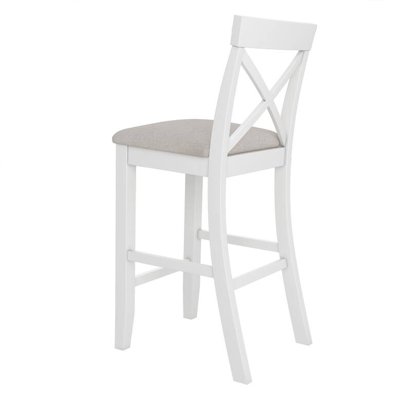 3-Piece Breakfast Nook, Wood Bar Height Dining Table Set, Kitchen Table Set with Bar Table and Cushioned Stools