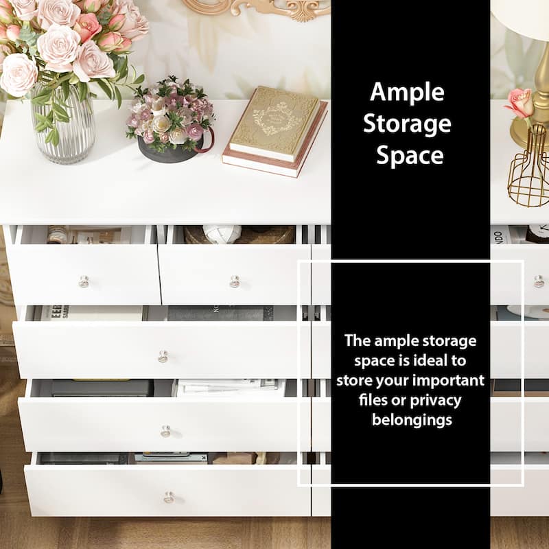 Lacquer Dresser 55.1"Wide Storage Chest Storage Dresser Bedroom