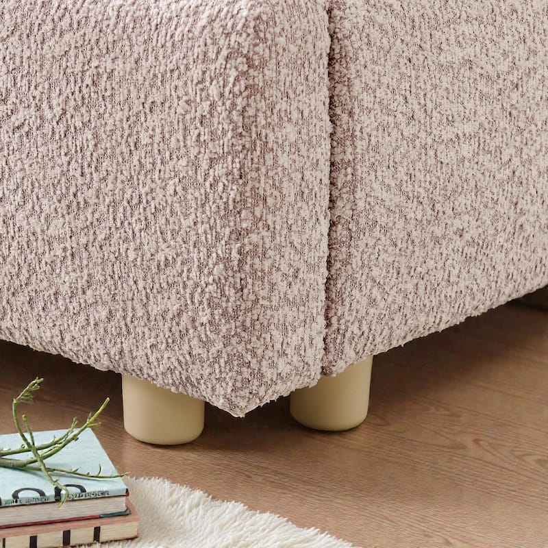 Upholstered Bed Frame with Tall Curved Headboard, Premium Circle Yarn Fabric, Modern Minimalist Platform Bed