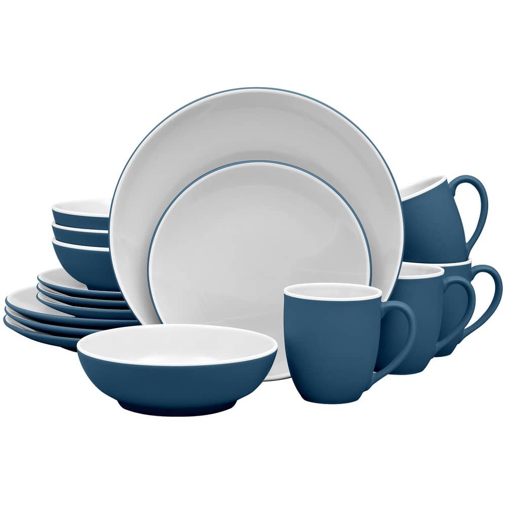 Noritake ColorTrio 16-Piece Coupe Dinnerware Set, Service For 4