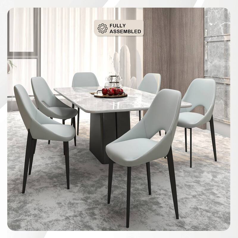 Amalfi Set of 2 Dining Chairs- Elegant Mid-Century Modern Chair w Open Back & Metal Legs for Kitchen, Dining Room & Small Spaces