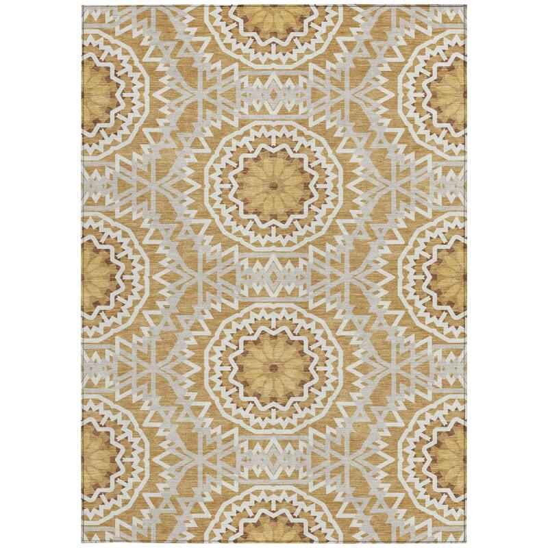 HomeRoots Floral Medallion Transitional Rectangle Outdoor Rug