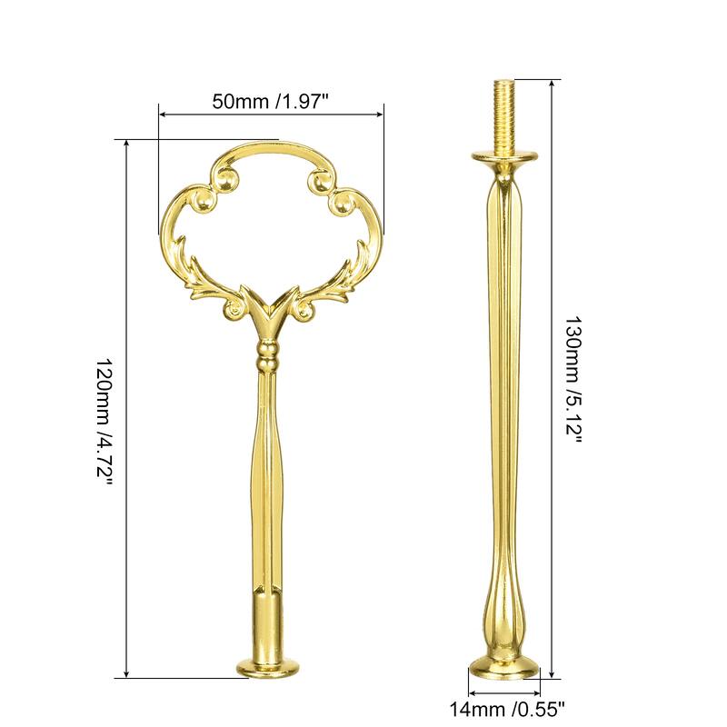 1 Set Cake Tray Stand Handle Cupcake Dessert Plate Hardware Fitting Holder Rod Stand Handle, 2-Tiers - Gold
