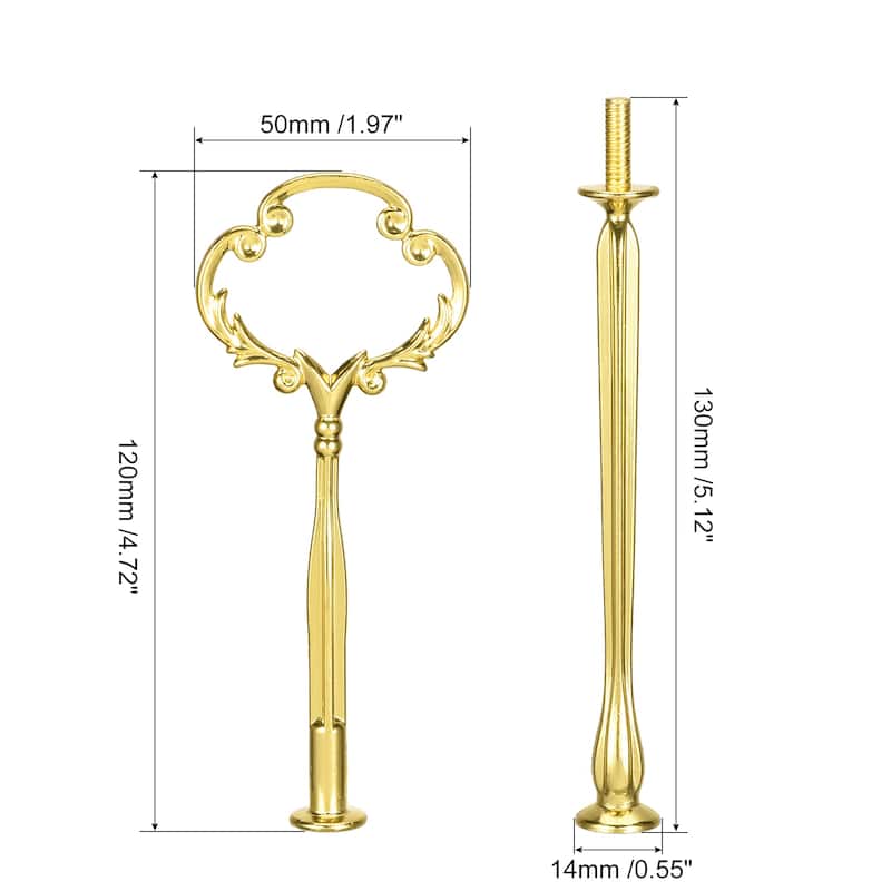 Cake Tray Stand Handle Cupcake Dessert Plate Hardware Fitting Holder Rod Stand Handle, 3-Tiers - Gold - 4 Set