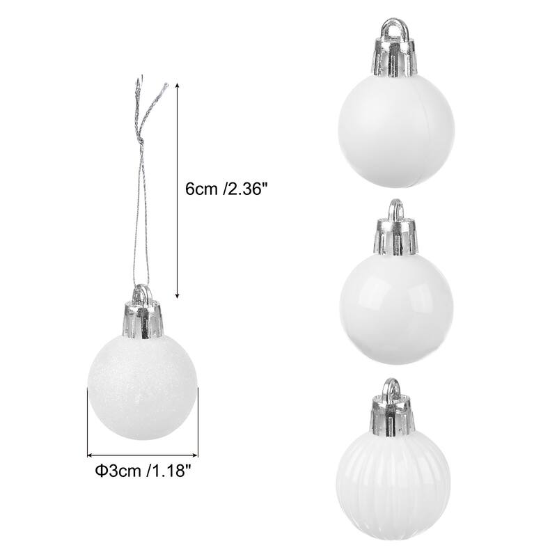 24Pcs 1.18 Inch Christmas Balls Shatterproof Ornaments Balls - White