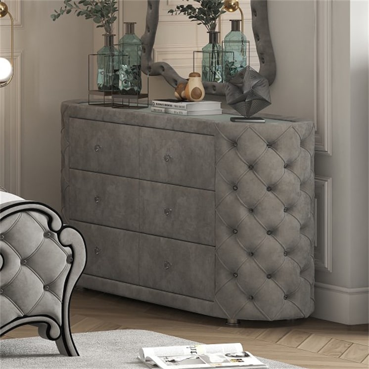 Grey outlet velvet dresser
