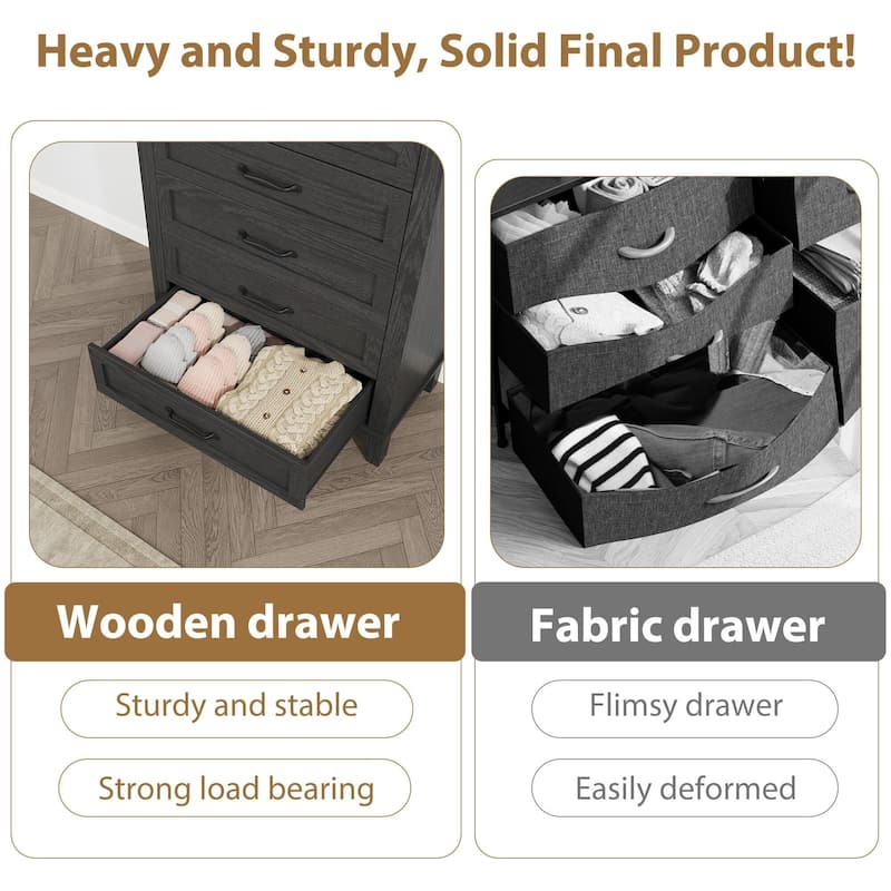 41.3" Tall Vertical Drawer Dresser, with Large Storage