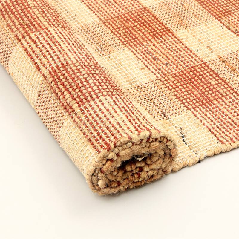 Area Rug, Jute Rug, Durable Dark Brown Plaid Rug, 6X9 ft - 6' x 9'