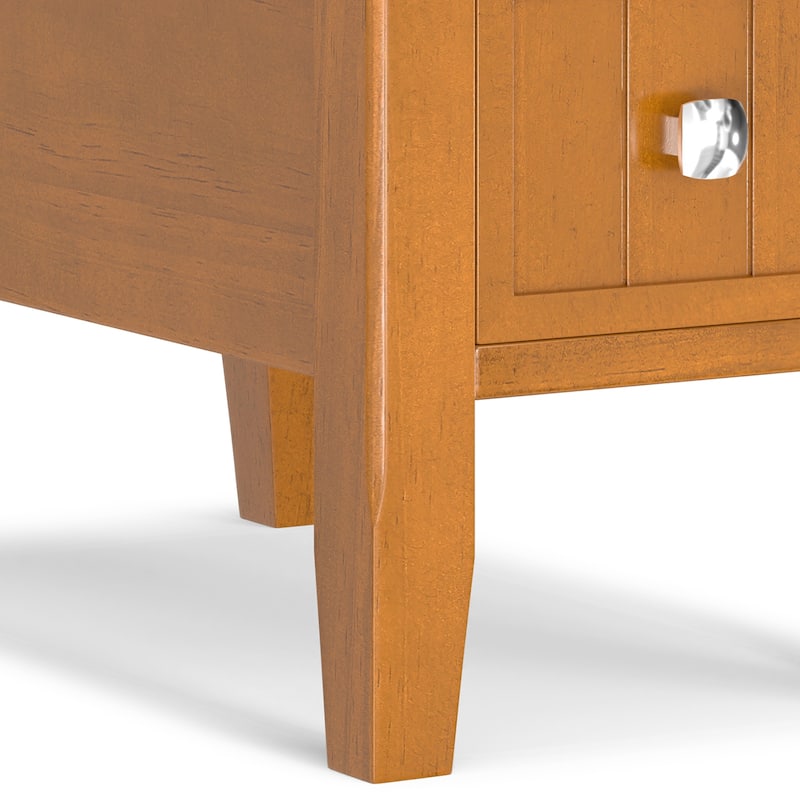 WYNDENHALL Normandy 14 inch Wide Solid Wood Transitional Narrow Side Table with Drawer - 24" D x 14" W x 20" H