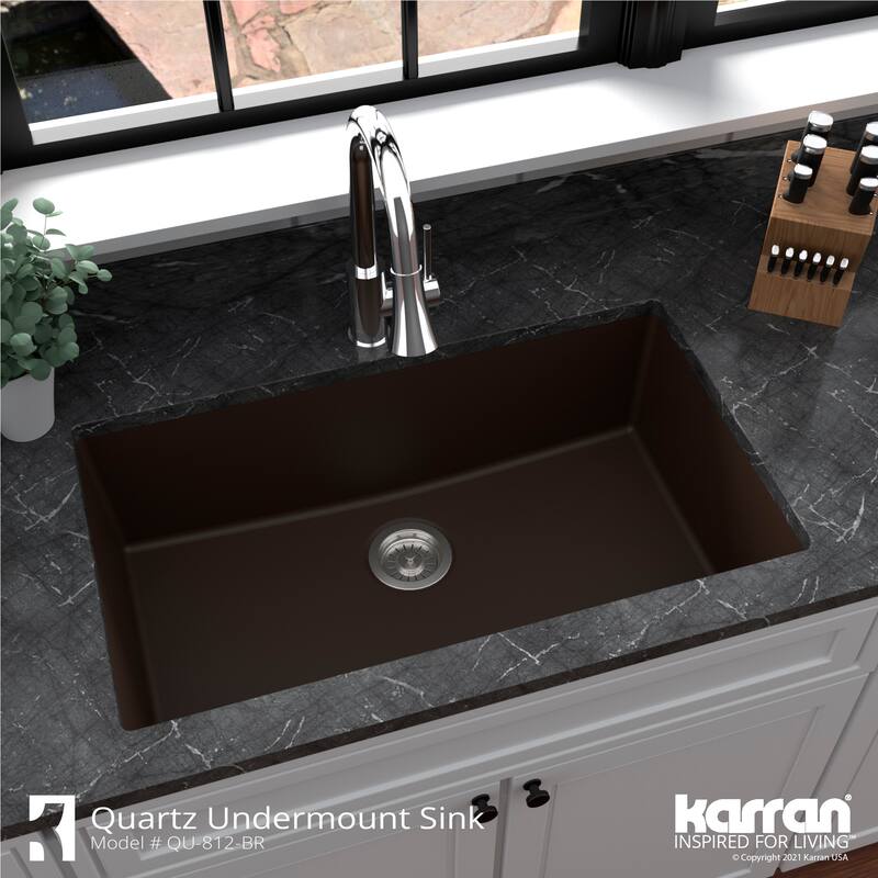 Karran Undermount 32.5 in. Large Single Bowl Quartz Kitchen Sink