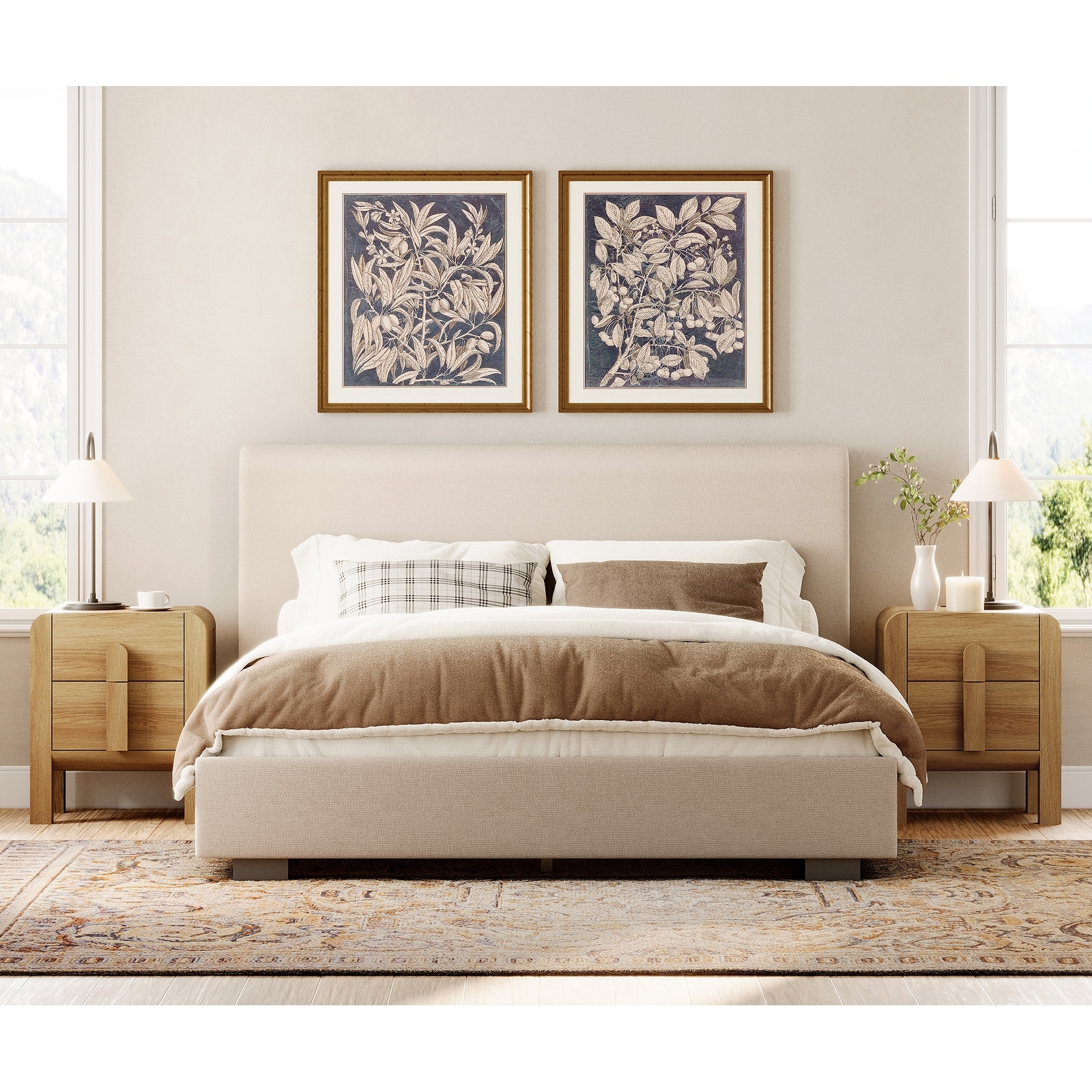 beige dresser and nightstand set WAMPAT 4 Pcs Bedroom Set,6 Drawer Sets For Bedroom, Night Stand Of 2, Modern Accent Chest offering efficient storage solutions