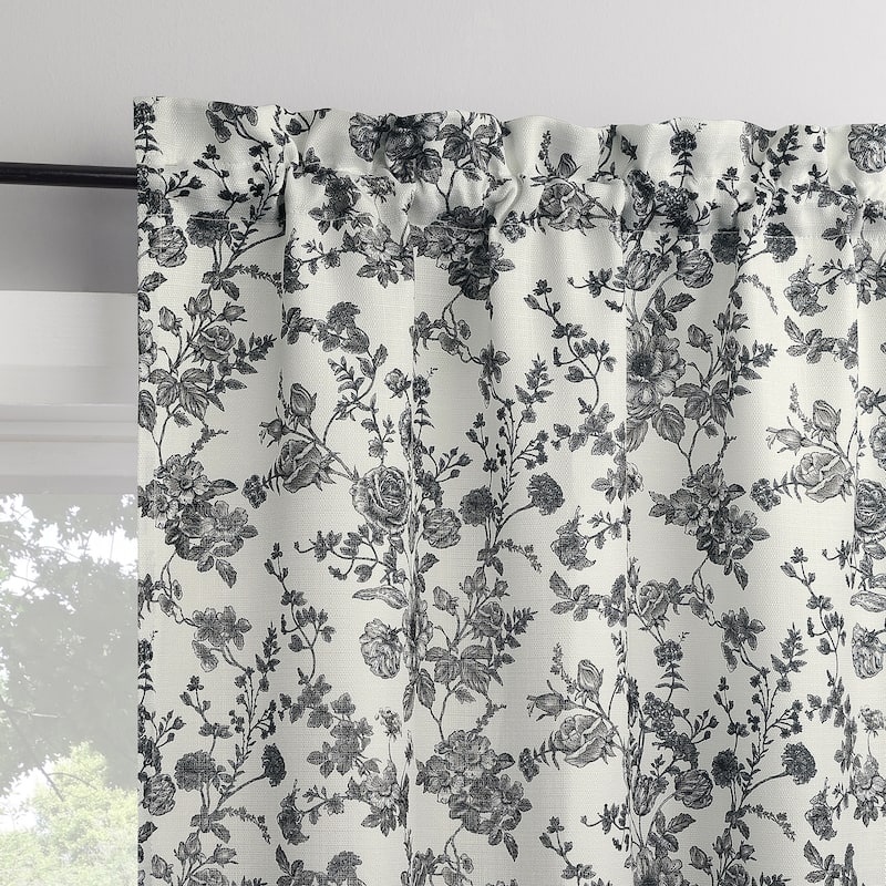 No. 918 Elara 2-Piece Tonal Botanical Semi-Sheer Rod Pocket Kitchen Curtain Swag Pair