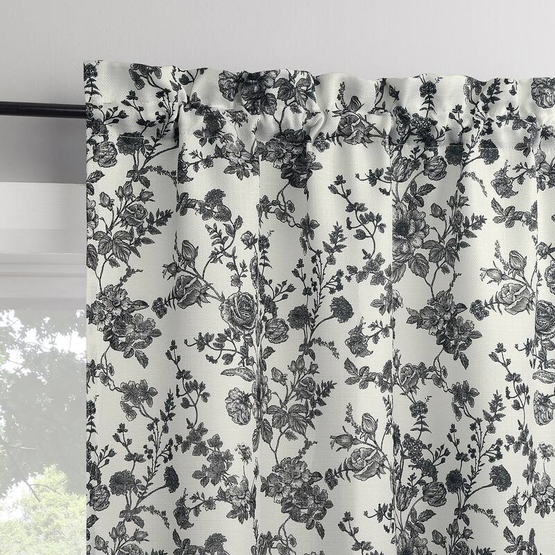 No. 918 Elara 2-pack Tonal Botanical Semi-Sheer Rod Pocket 2-Piece Kitchen Curtain Tier Pair