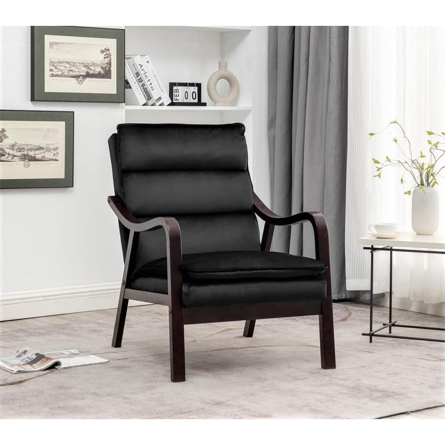 Clovis 24.8" Wide Mid-Century Modern Velvet Armchair