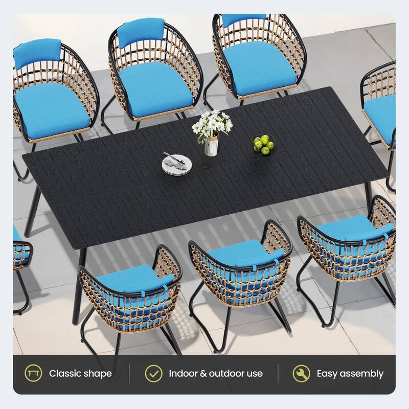 7-Piece Patio Dining Set Outdoor Aluminum Dining Table and PE Rattan Wicker Dining Chairs