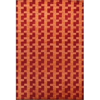 Wool Contemporary Gabbeh Kashkoli Living Room Area Rug Hand-knotted - 6'7" x 9'6"