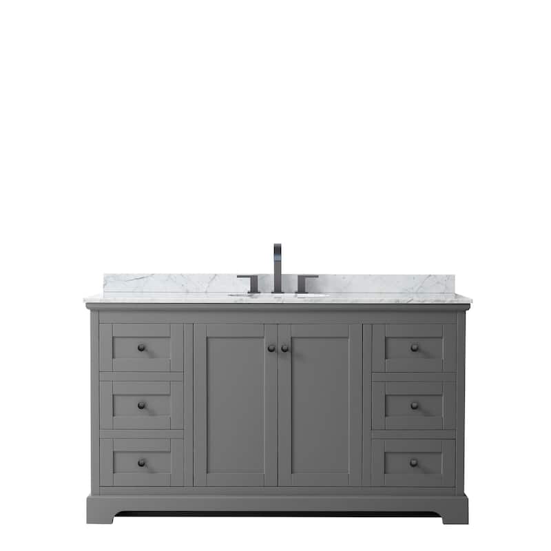 Avery 60-inch Single Vanity, Marble Top, Oval Sink, No Mirror