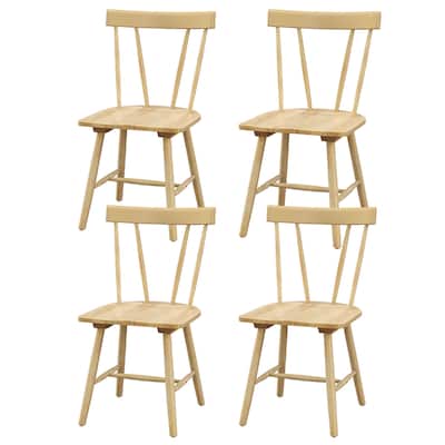 Gymax Set of 4 Dining Chairs Windsor Chairs Wood Armless Chairs w/