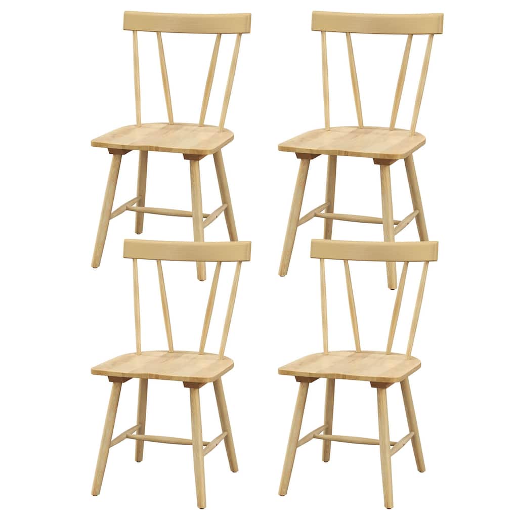 Gymax Set of 4 Dining Chairs Windsor Chairs Wood Armless Chairs w/