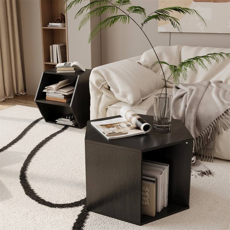 47.24'' Hexagonal Coffee Table Side Table Nightstand,2PCS