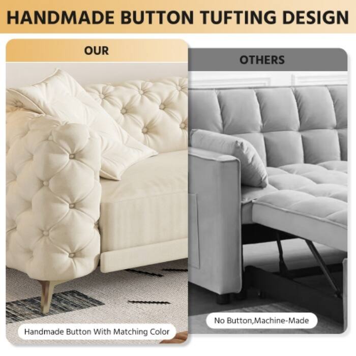 97.7" 3-in-1 Convertible Sleeper Sofa, Pull Out Sofa Bed with Ottoman, 4-Seater for Small Spaces & Apartments