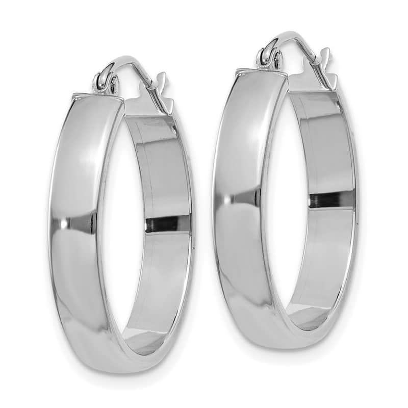 Curata 10k White Gold Polished 5x22.31mm Wide Hoop Earrings