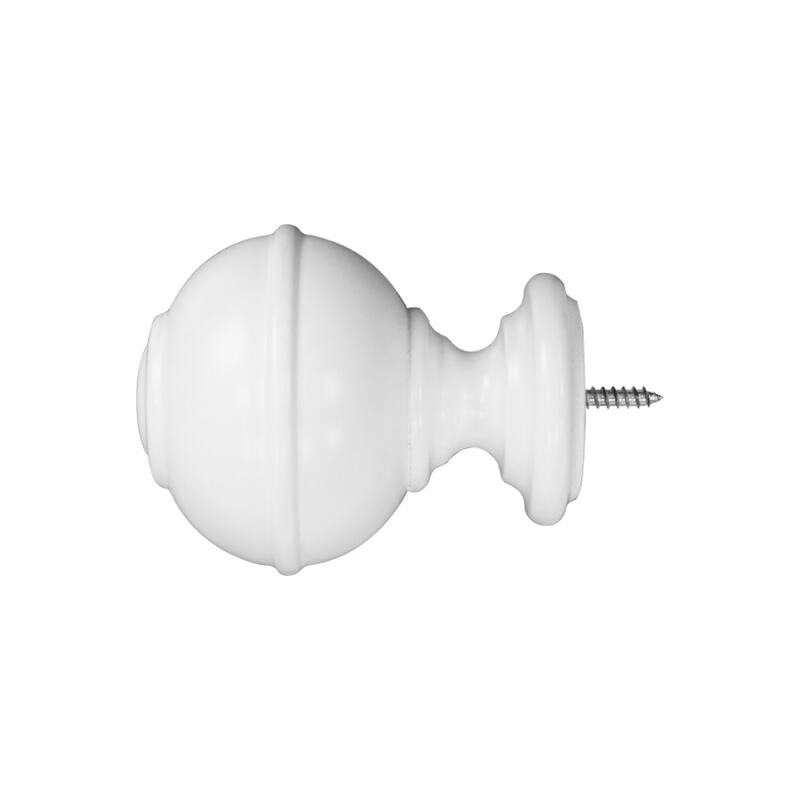 Mix & Match Wood Finials for Wood Curtain Rod (2-Pack) - Knob - White