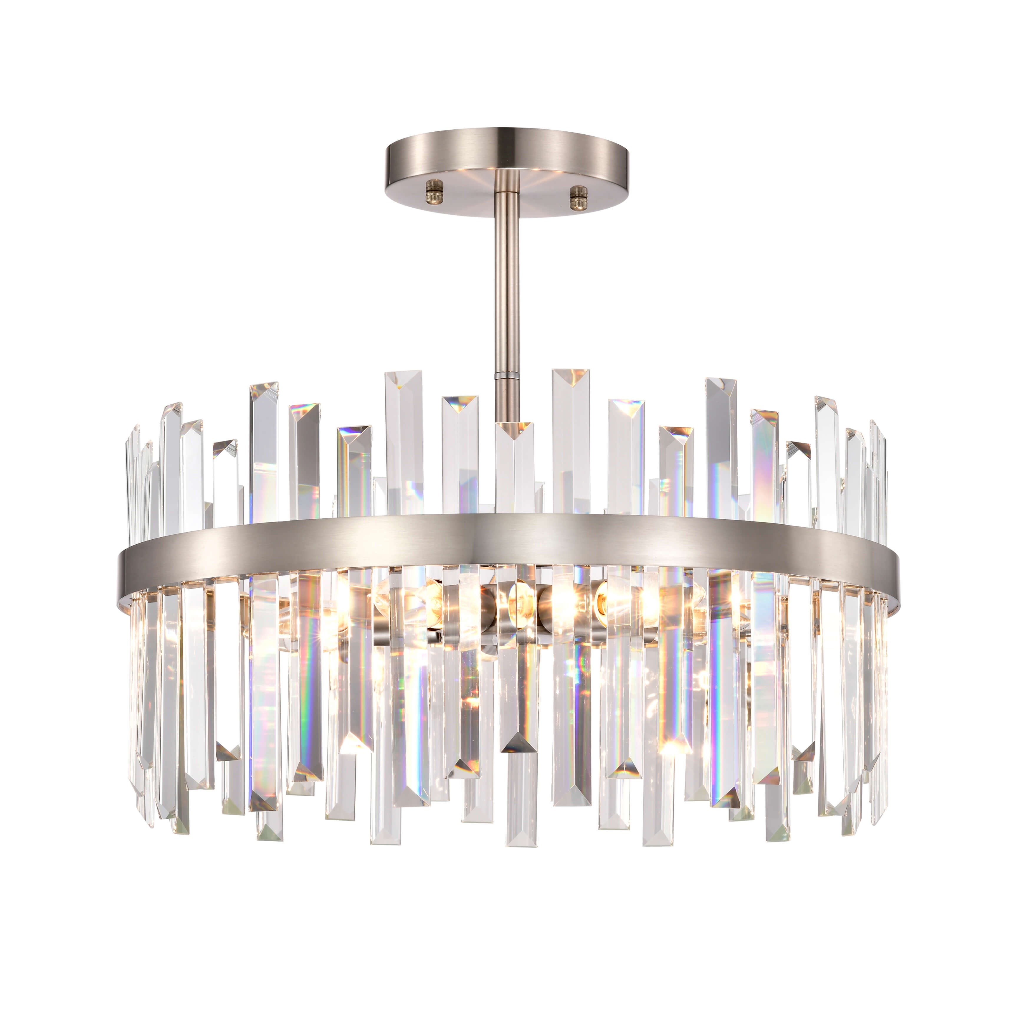 Casandra 5-Light Drum Crystal Glass Flush Mount.