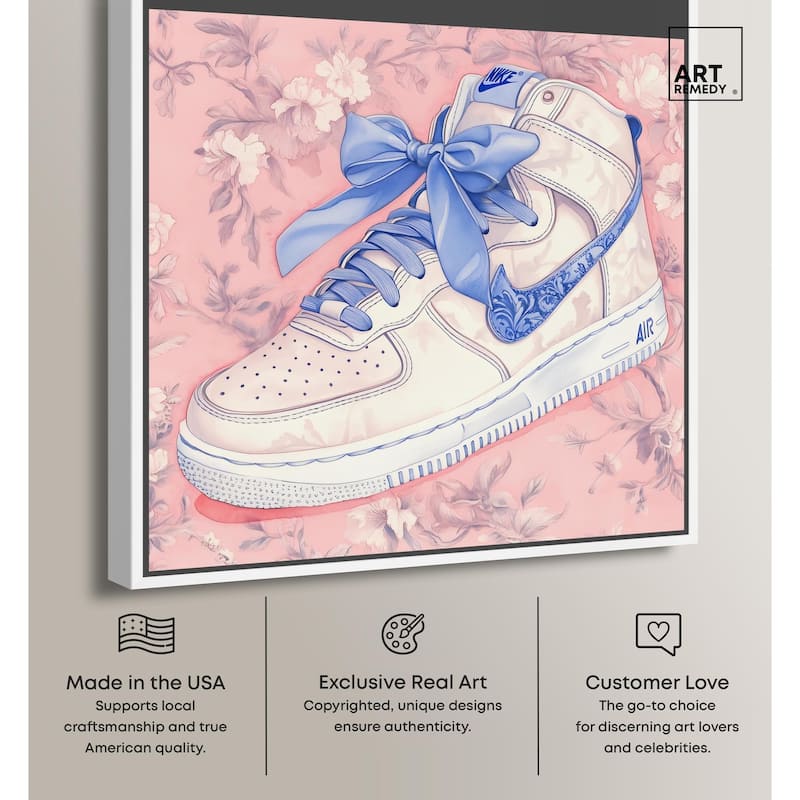 Blue Bow Sneaker Canvas by Art Remedy