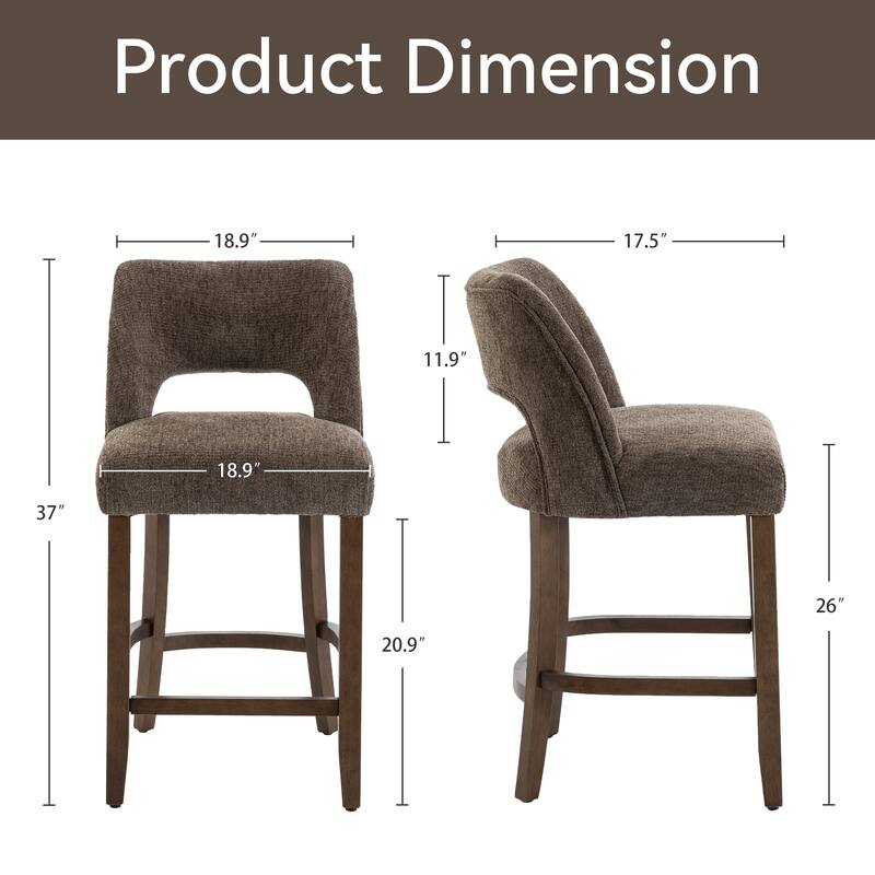 Set of 2/4/6,Upholstered Counter Height Bar Stools,Modern Counter Stools with Wood Legs for Kitchen Island Dining Room Bar