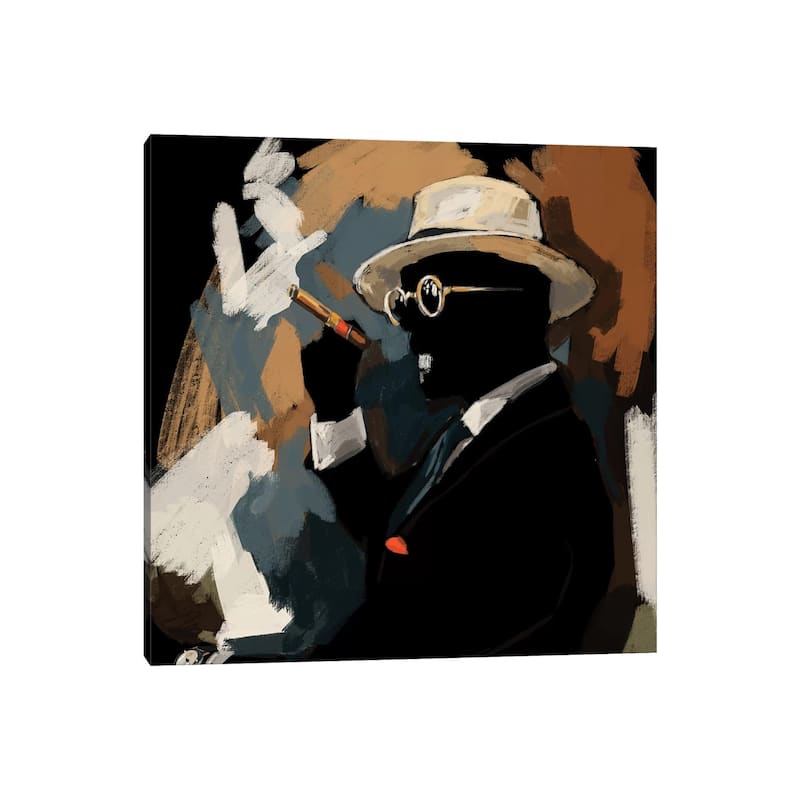 iCanvas "Cigar Lounge In Black" by Sunflowerman Canvas Print