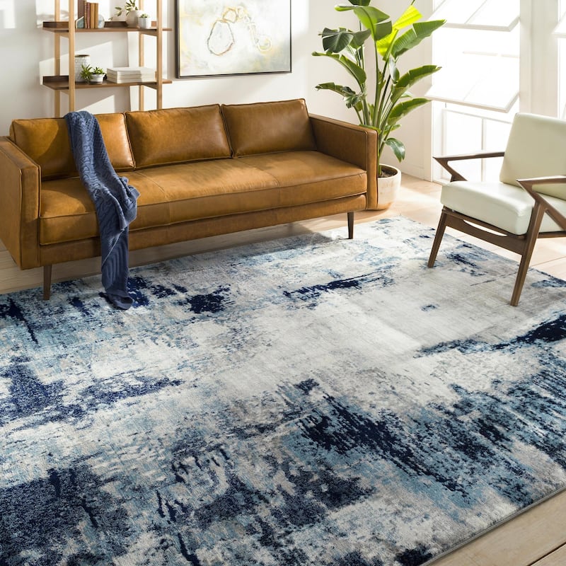 Livabliss Wanderlust Modern Area Rug - Aqua - 6'7" x 6'7" Square