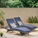 preview thumbnail 8 of 61, Salem Outdoor Wicker Lounge with Water Resistant Cushion (Set of 2) by Christopher Knight Home Grey + Navy Blue