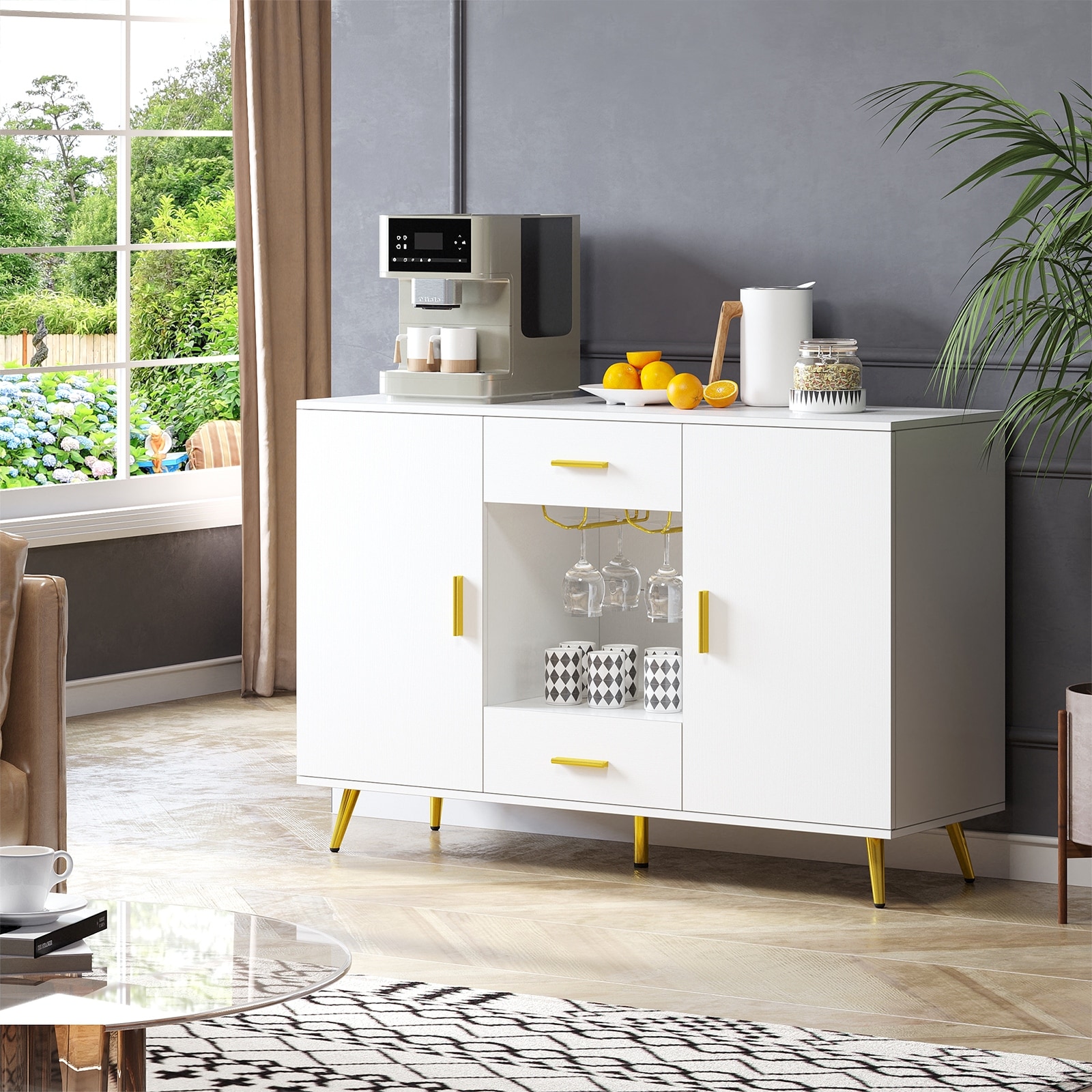Modern Wood Buffet Cabinet Sideboard Buffet with Storage