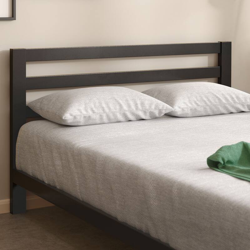 Priage by ZINUS Black Metal Platform Bed Frame with Headboard