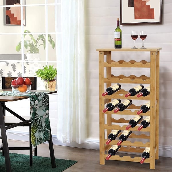 5 Tiers Corner Bar Cabinet Wine Rack Display Shelves with LED